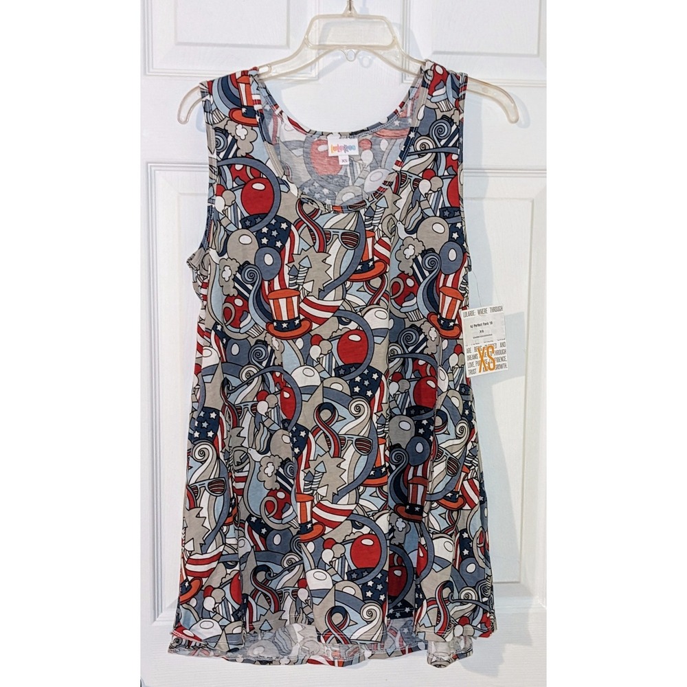 LuLaRoe Perfect Tank Top Patriotic USA Sleeveless Americana XS NWT